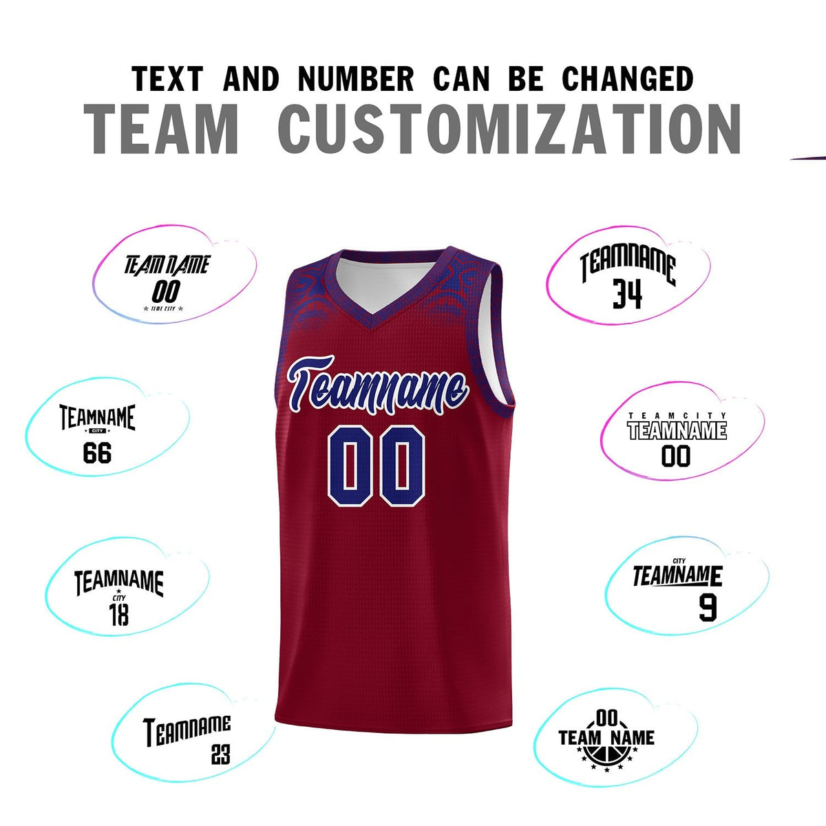 Custom Crimson Royal Personalized Indians Print Kits Sports Uniform Basketball Jersey|KXKSHOP