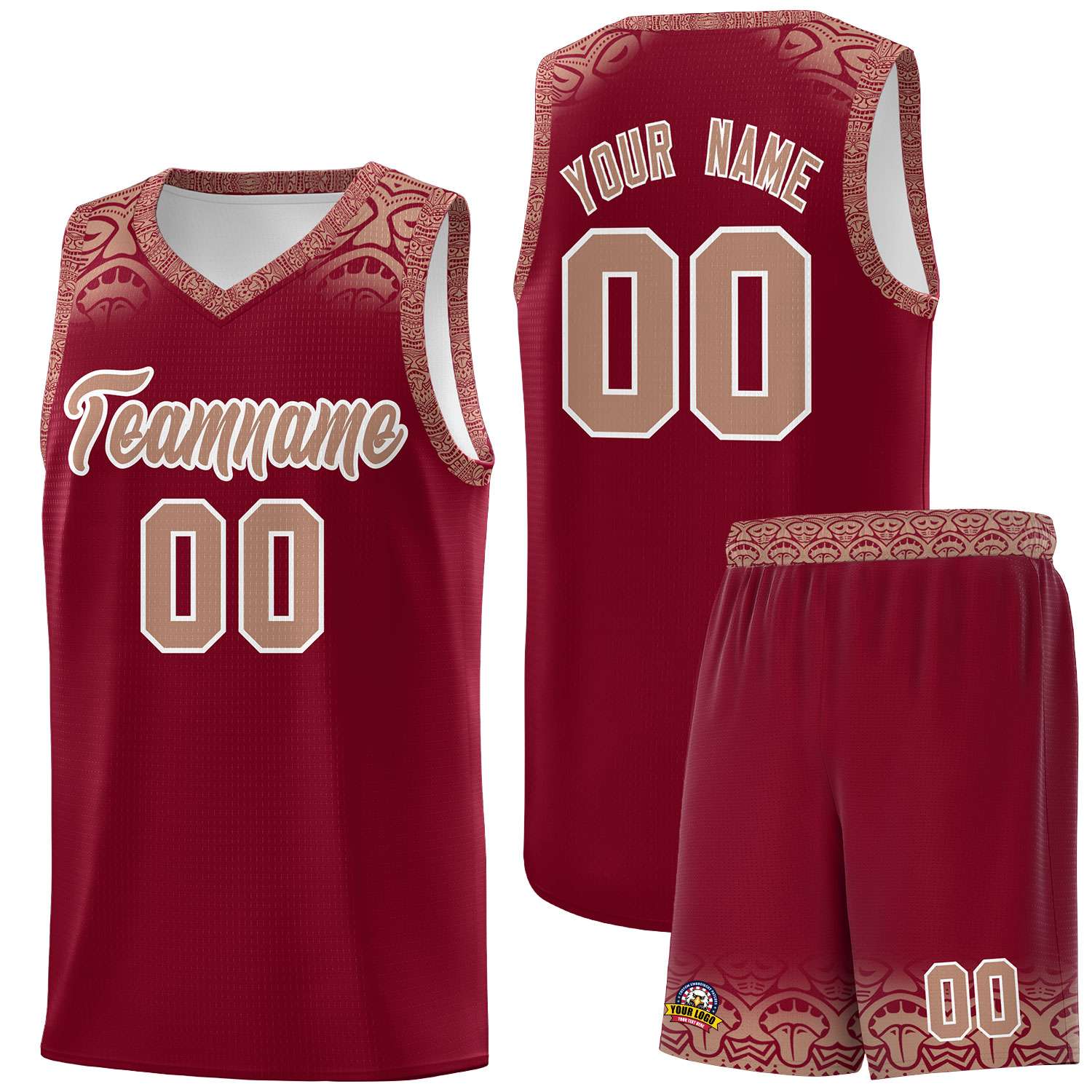 Custom Crimson Teabrown Personalized Indians Print Kits Sports Uniform Basketball Jersey|KXKSHOP