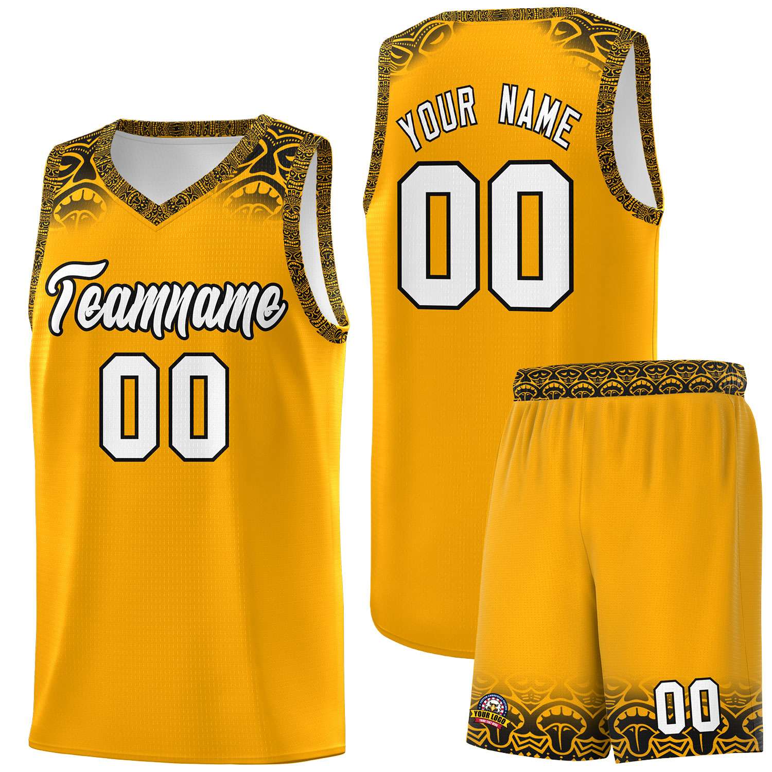 Custom Yellow Black Personalized Indians Print Kits Sports Uniform Basketball Jersey|KXKSHOP
