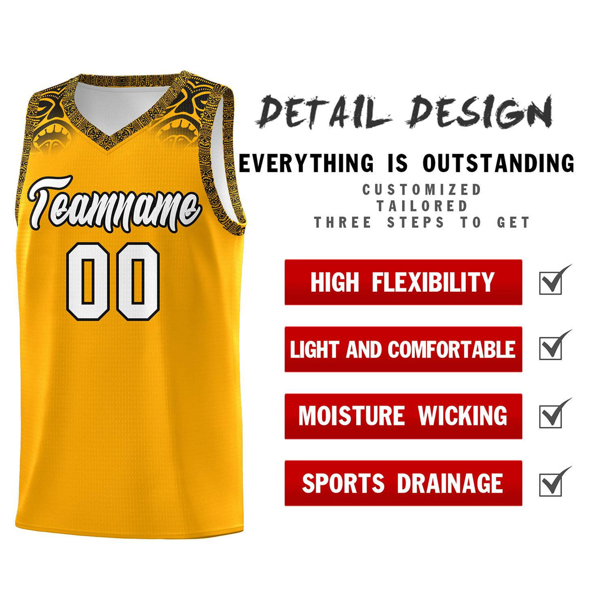Custom Yellow Black Personalized Indians Print Kits Sports Uniform Basketball Jersey|KXKSHOP