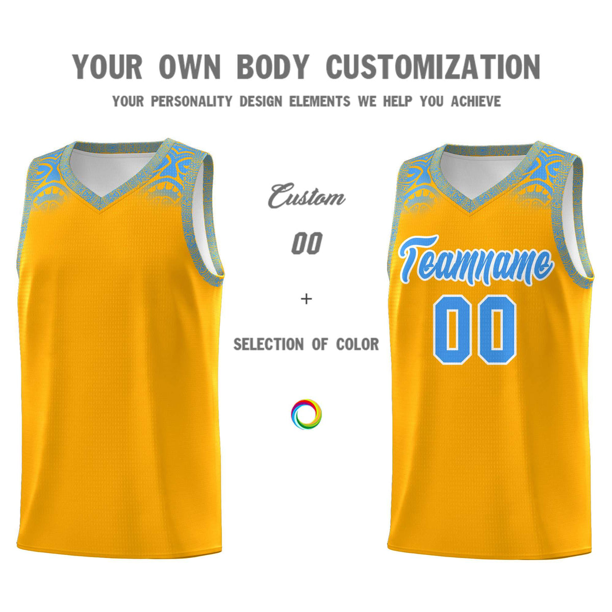 Custom Yellow Powder Blue Personalized Indians Print Kits Sports Uniform Basketball Jersey|KXKSHOP