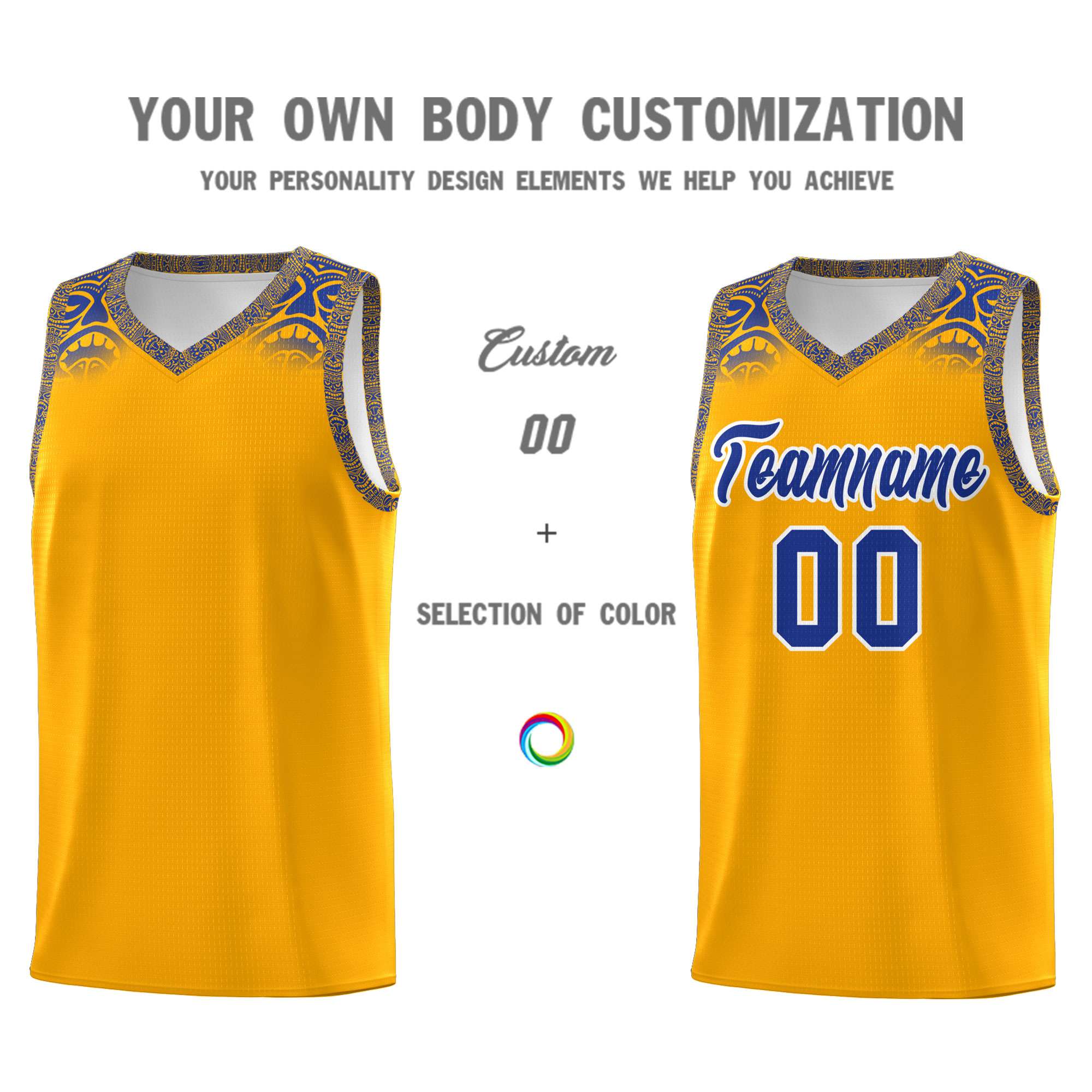 Custom Yellow Royal Personalized Indians Print Kits Sports Uniform Basketball Jersey|KXKSHOP