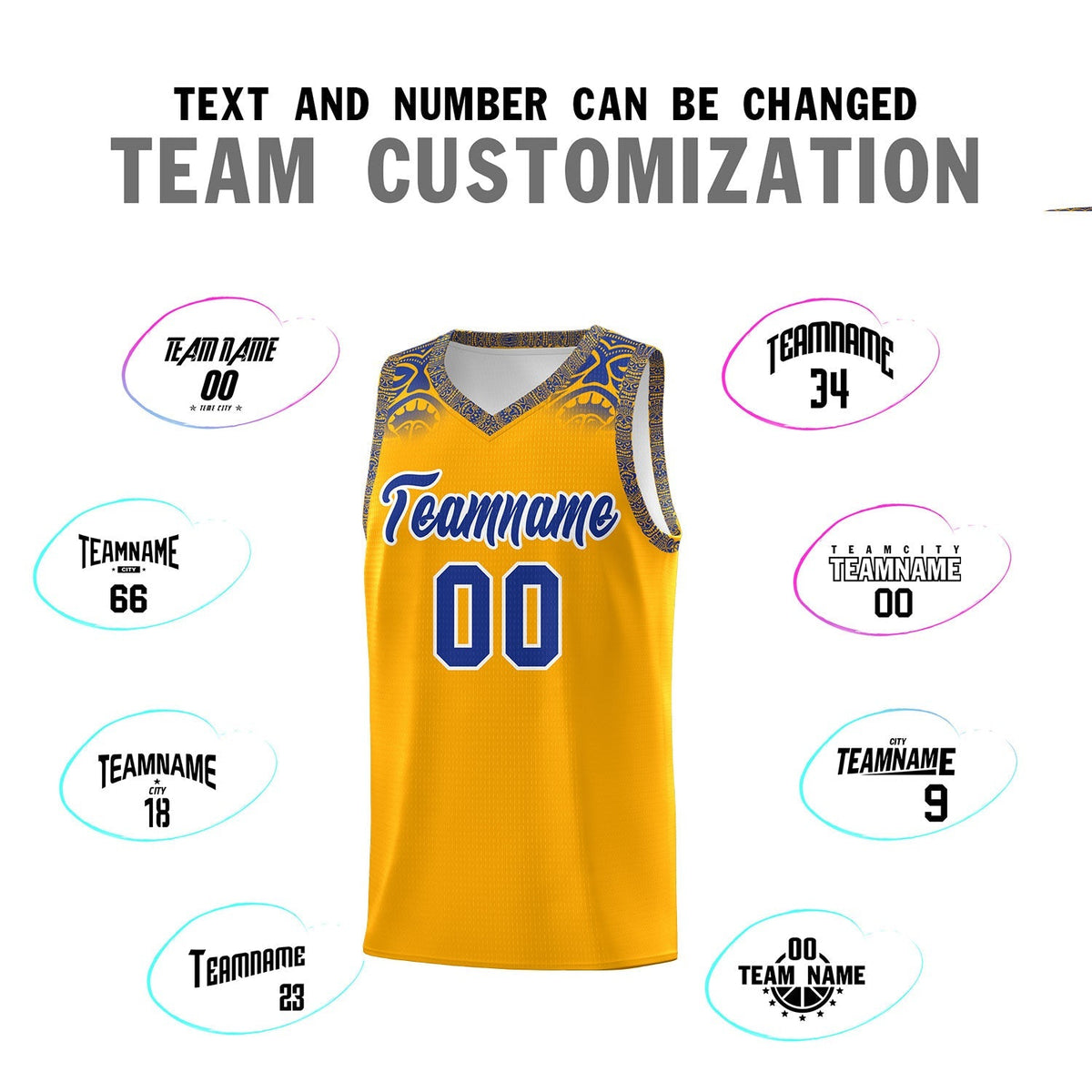 Custom Yellow Royal Personalized Indians Print Kits Sports Uniform Basketball Jersey|KXKSHOP