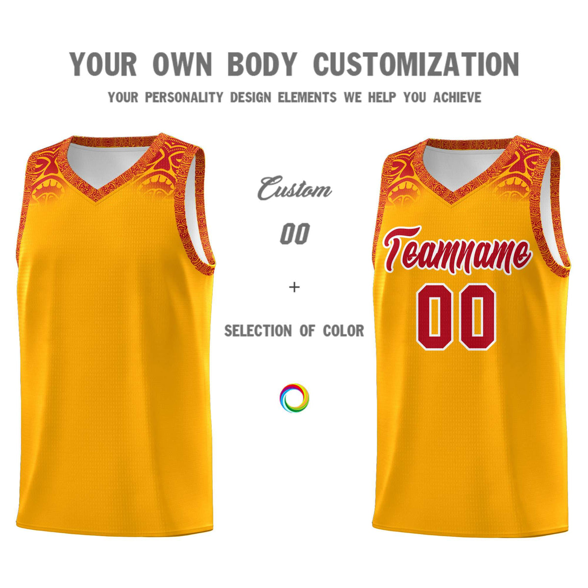 Custom Yellow Red Personalized Indians Print Kits Sports Uniform Basketball Jersey|KXKSHOP