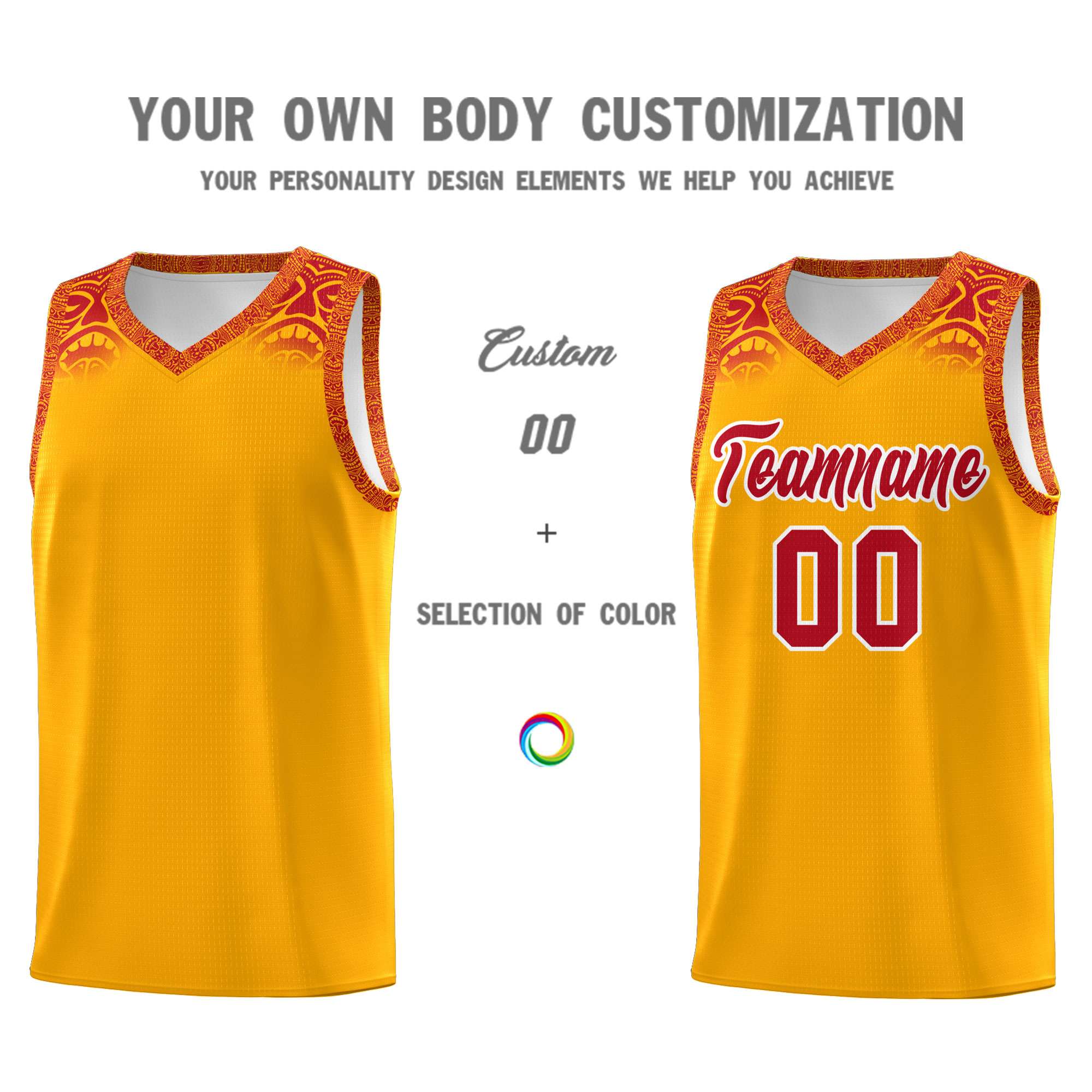 Custom Yellow Red Personalized Indians Print Kits Sports Uniform Basketball Jersey|KXKSHOP