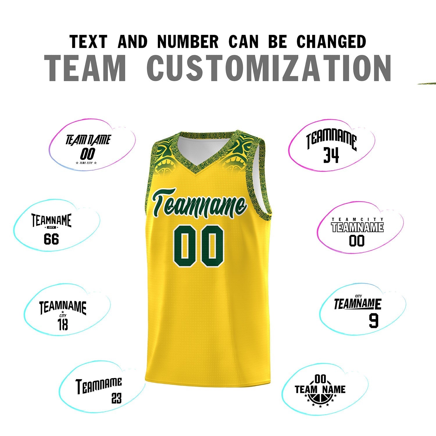 Custom Gold Green Personalized Indians Print Kits Sports Uniform Basketball Jersey|KXKSHOP