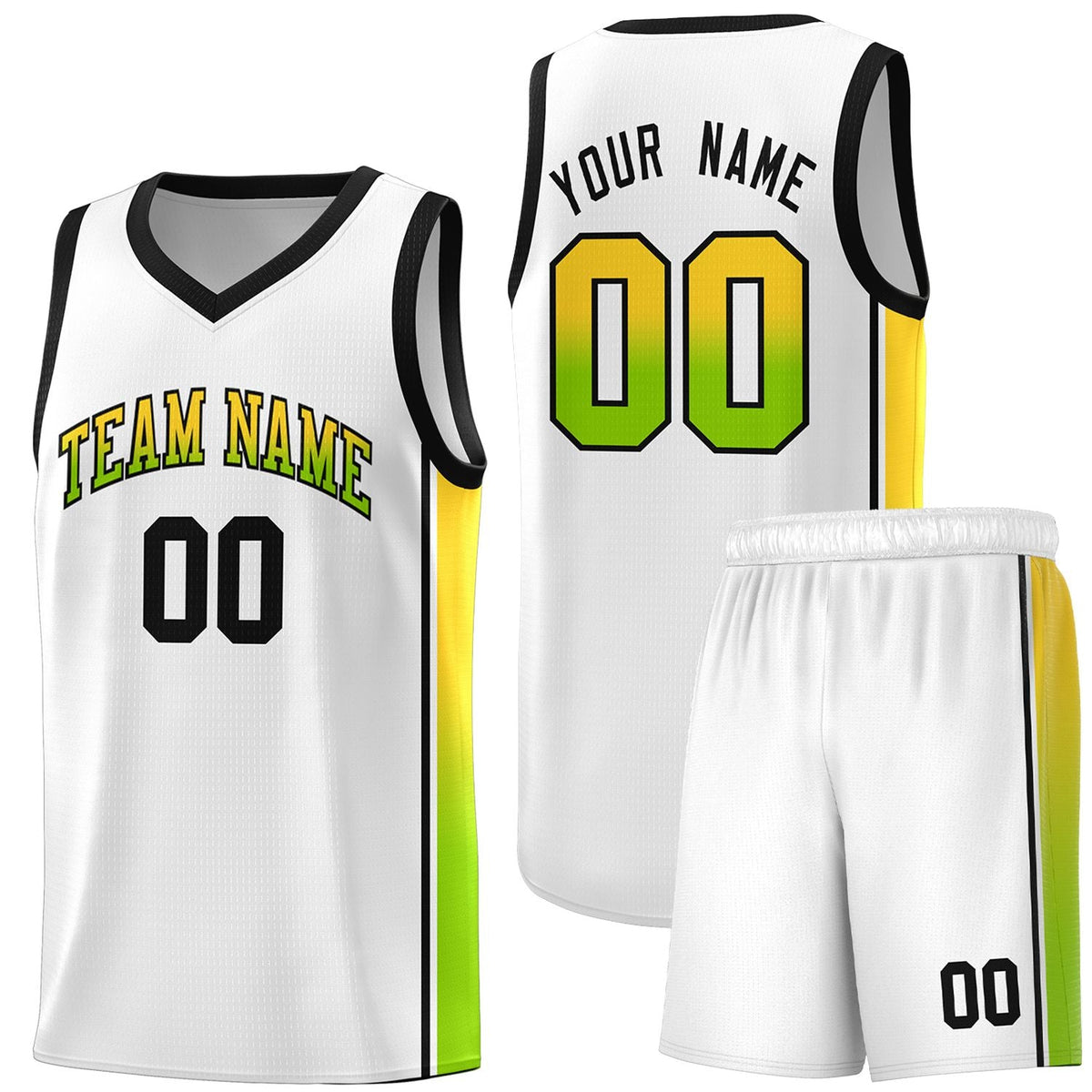 Custom Neon Green Navy-White Side Two-Tone Classic Sports Uniform Basketball Jersey |KXKSHOP