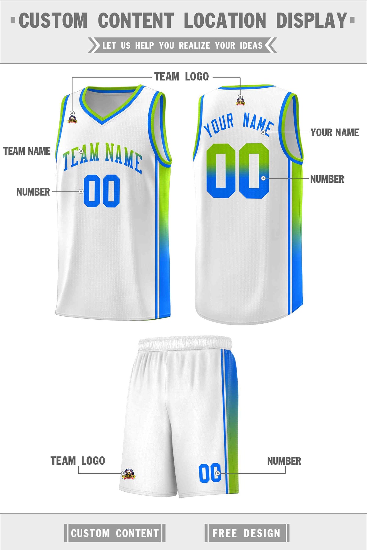 Custom Neon Green Navy-White Side Two-Tone Classic Sports Uniform Basketball Jersey |KXKSHOP