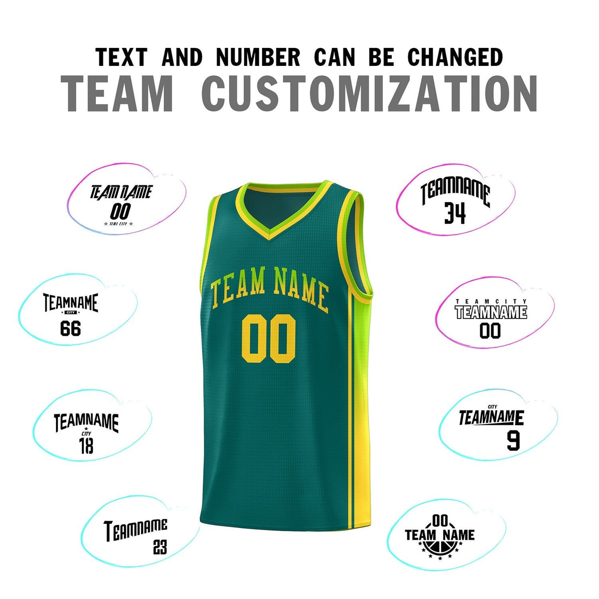 Custom Neon Green Navy-White Side Two-Tone Classic Sports Uniform Basketball Jersey |KXKSHOP