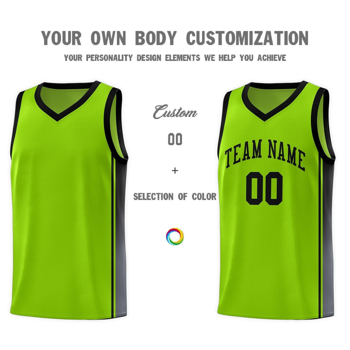 Custom Neon Green Navy-White Side Two-Tone Classic Sports Uniform Basketball Jersey |KXKSHOP