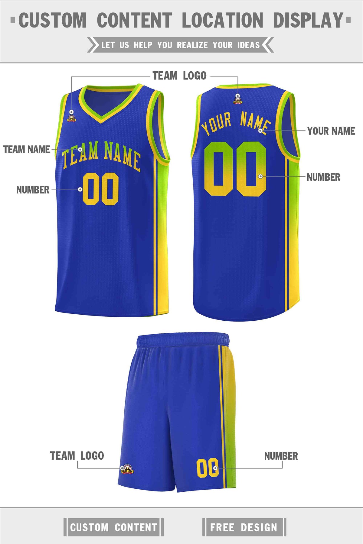 Custom Neon Green Navy-White Side Two-Tone Classic Sports Uniform Basketball Jersey |KXKSHOP
