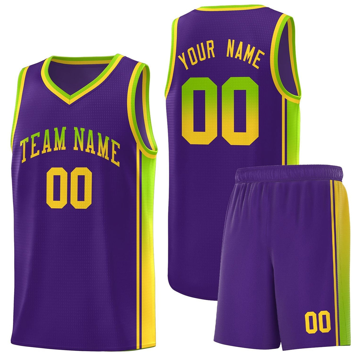 Custom Neon Green Navy-White Side Two-Tone Classic Sports Uniform Basketball Jersey |KXKSHOP