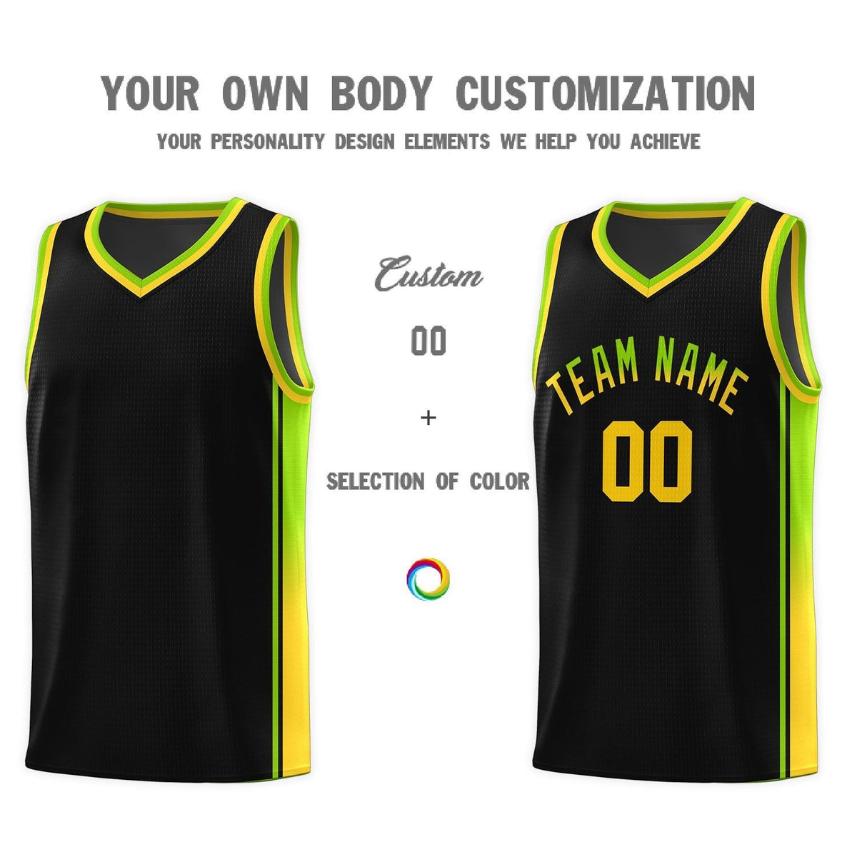 Custom Neon Green Navy-White Side Two-Tone Classic Sports Uniform Basketball Jersey |KXKSHOP