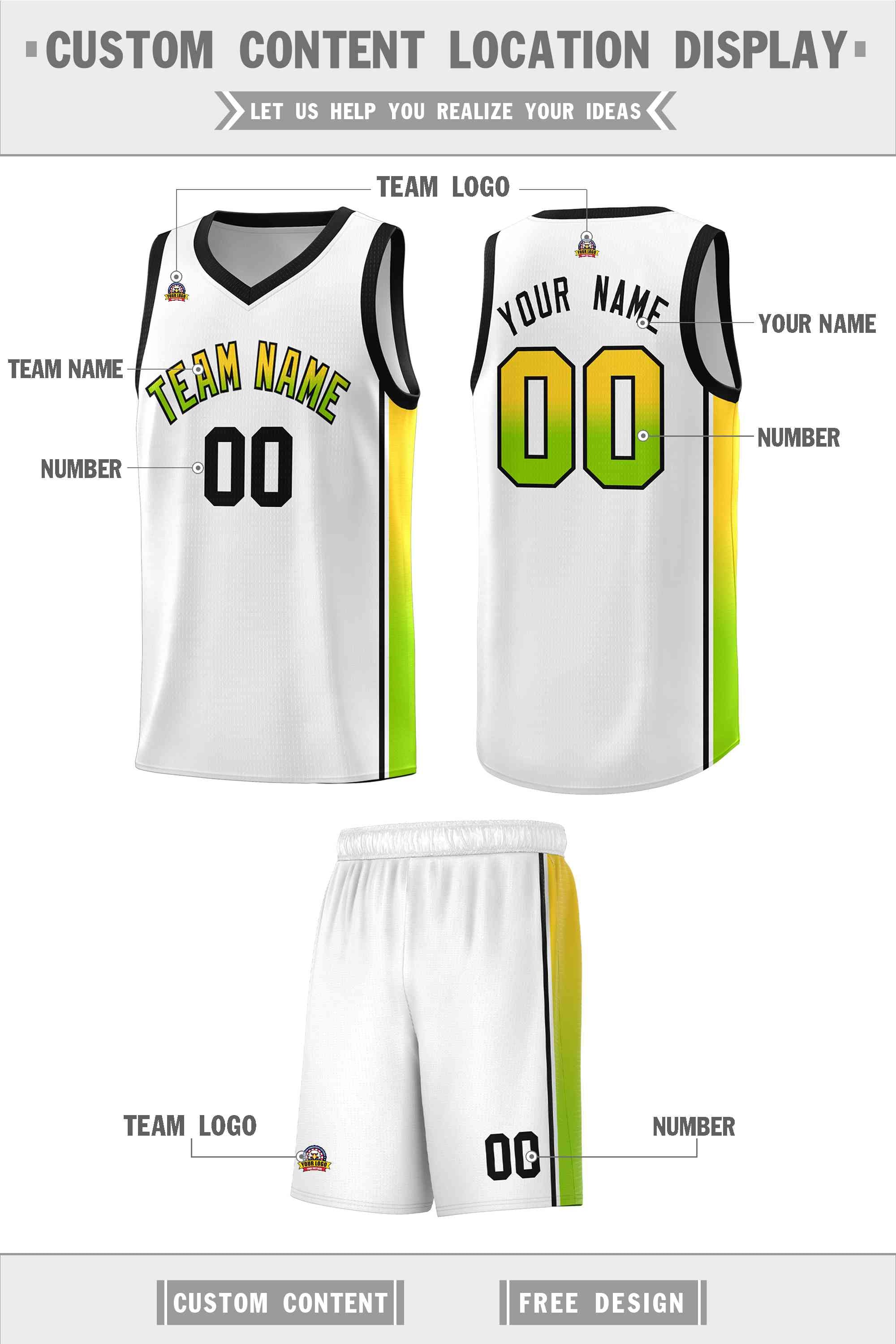 Custom Neon Green Navy-White Side Two-Tone Classic Sports Uniform Basketball Jersey |KXKSHOP