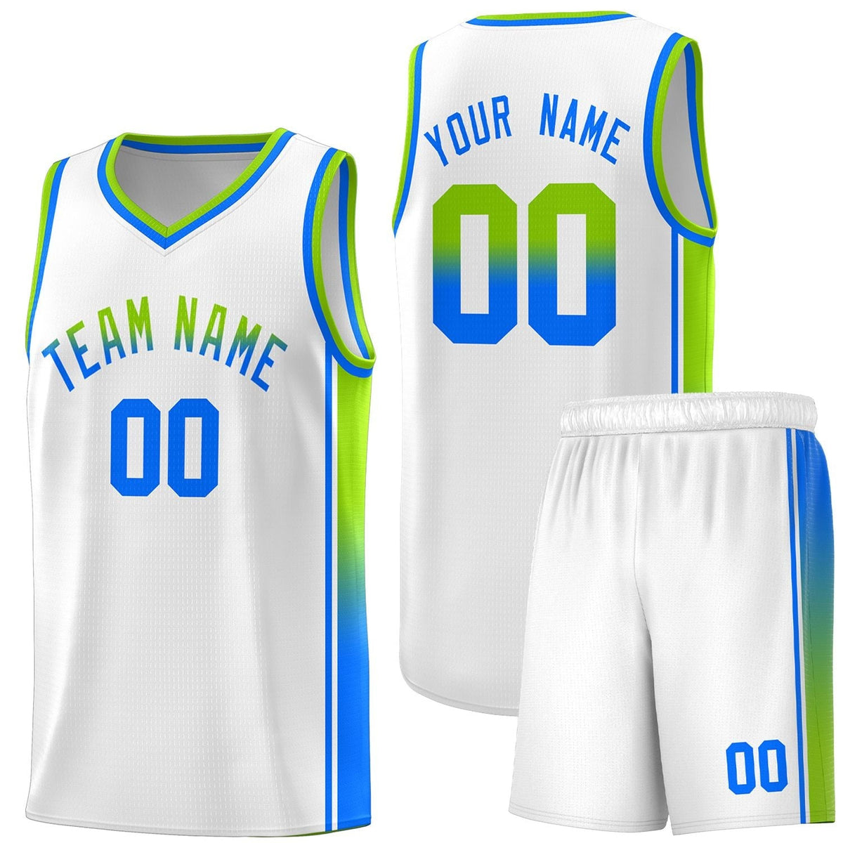 Custom Neon Green Navy-White Side Two-Tone Classic Sports Uniform Basketball Jersey |KXKSHOP