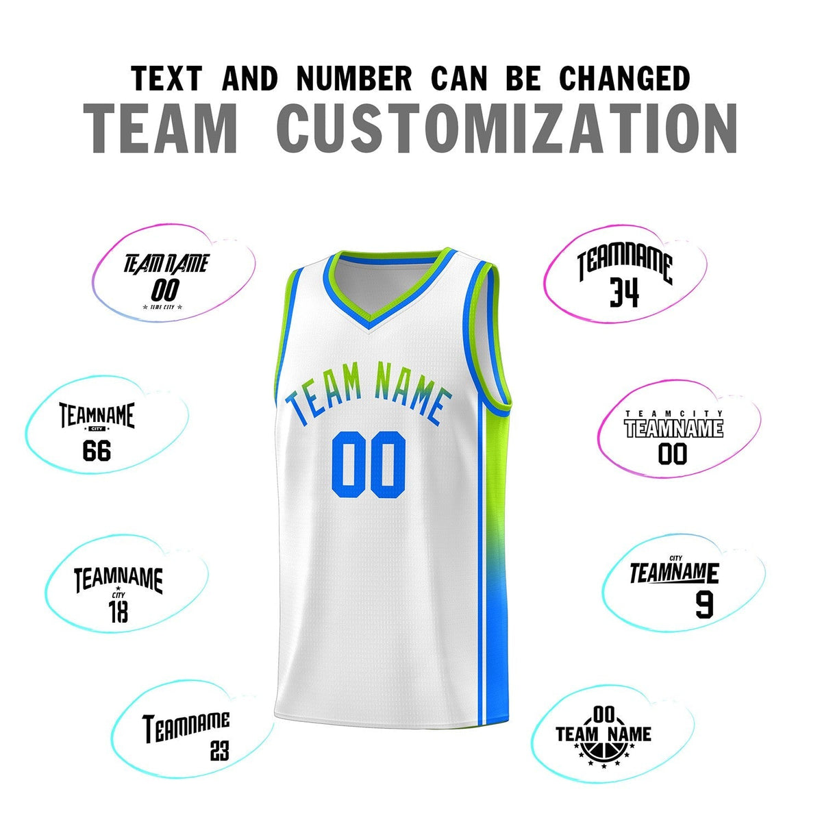 Custom Neon Green Navy-White Side Two-Tone Classic Sports Uniform Basketball Jersey |KXKSHOP