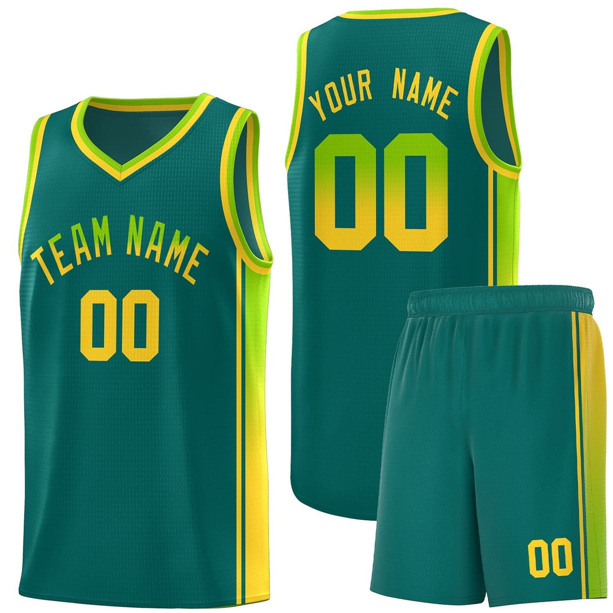 Custom Neon Green Navy-White Side Two-Tone Classic Sports Uniform Basketball Jersey |KXKSHOP