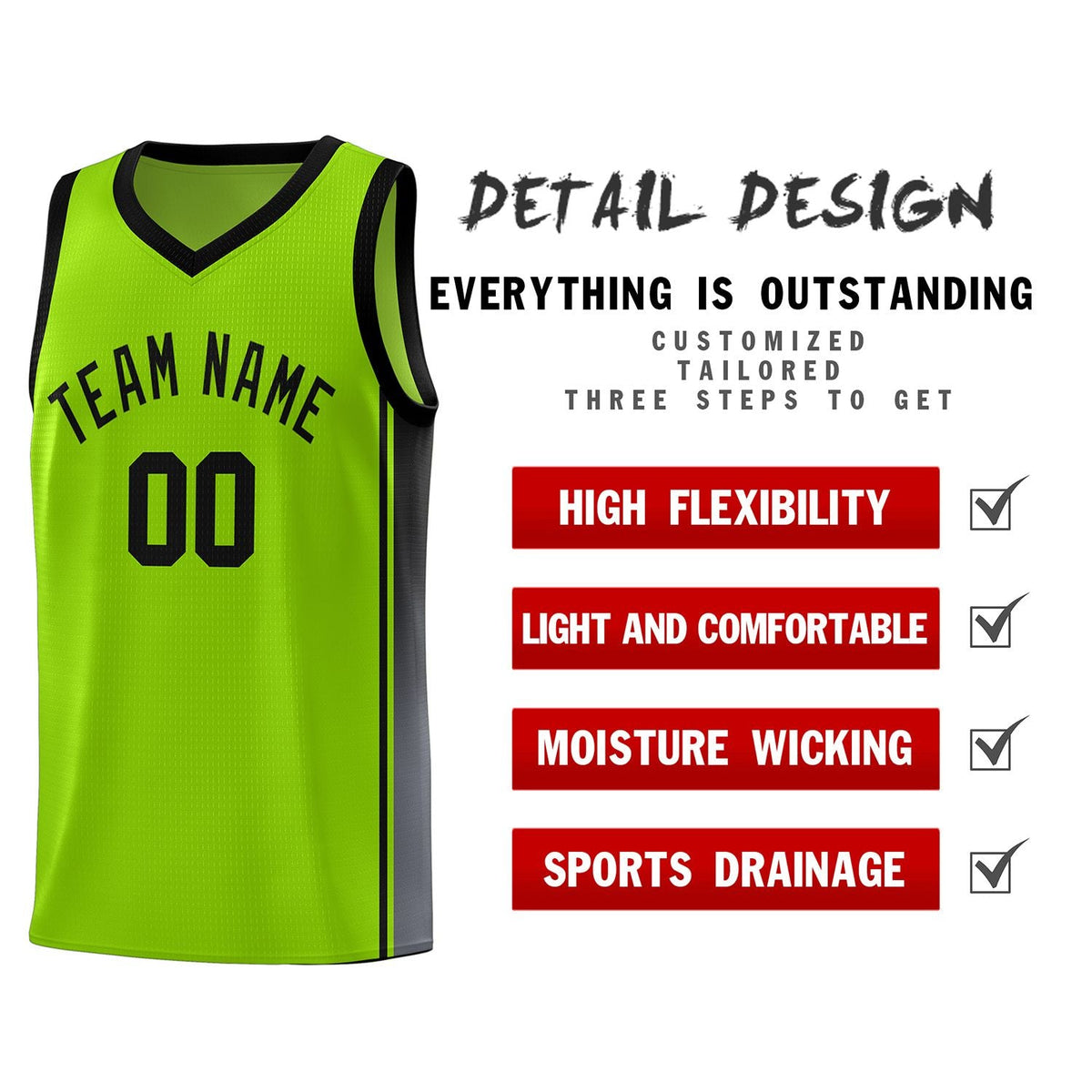 Custom Neon Green Navy-White Side Two-Tone Classic Sports Uniform Basketball Jersey |KXKSHOP