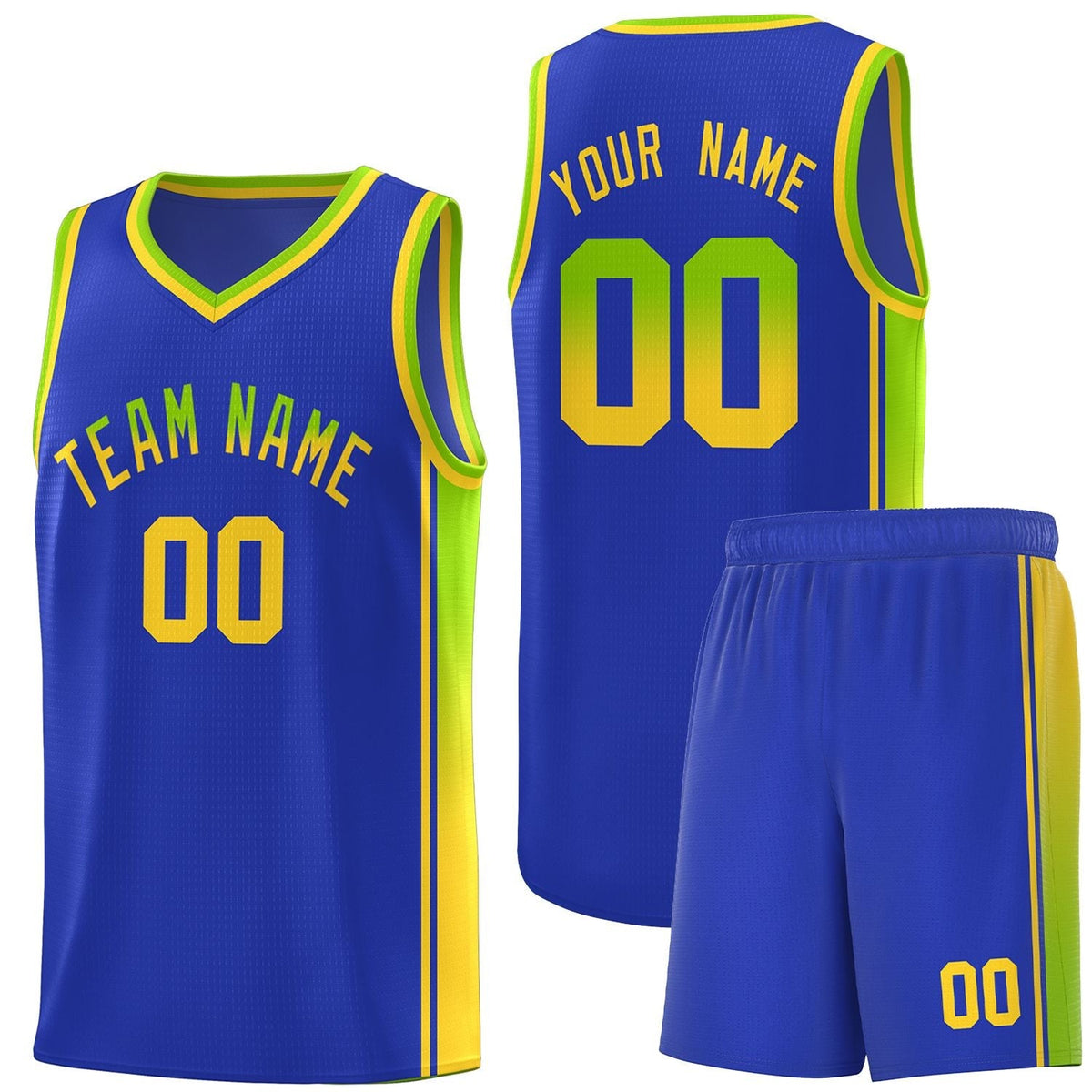 Custom Neon Green Navy-White Side Two-Tone Classic Sports Uniform Basketball Jersey |KXKSHOP