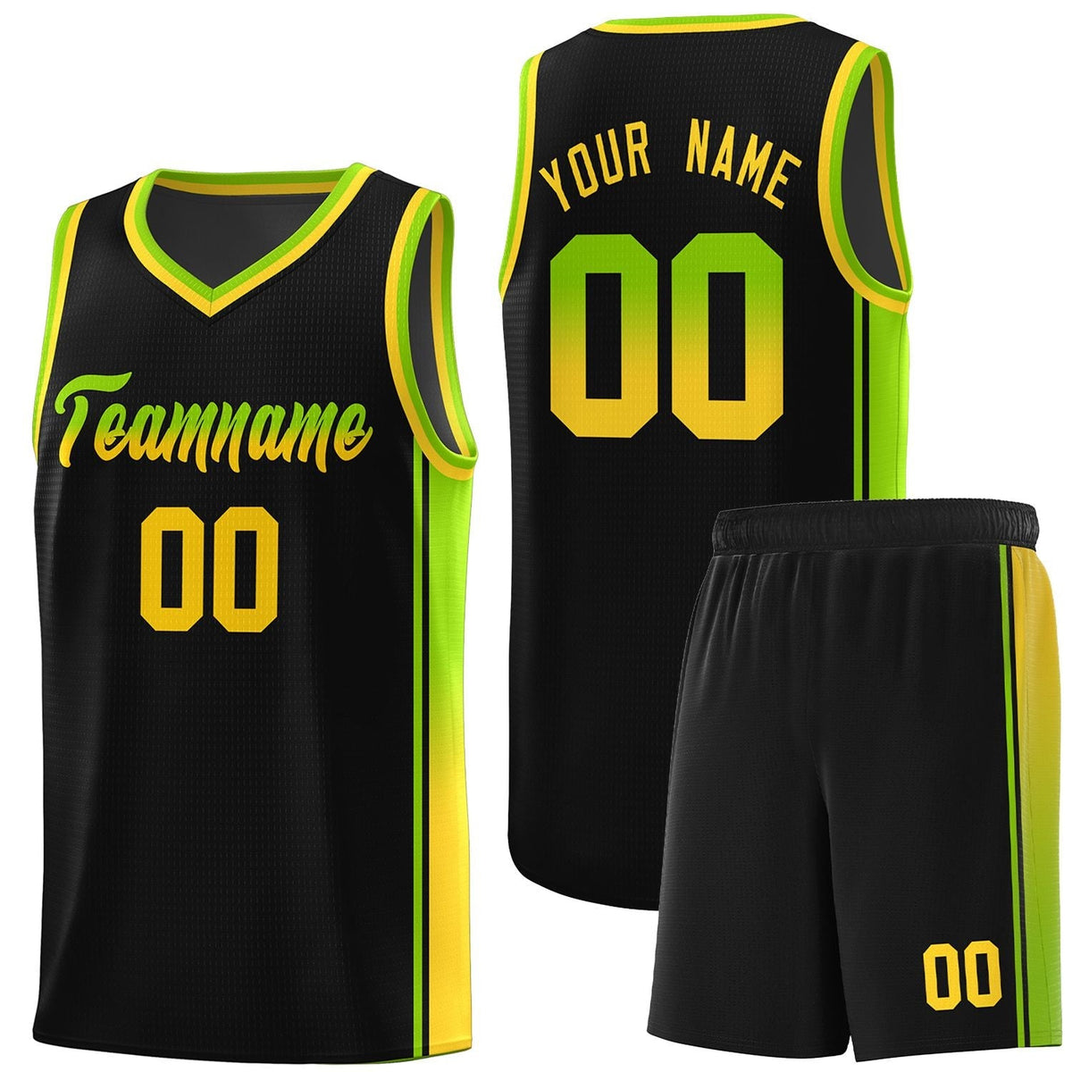 Custom Neon Green Navy-White Side Two-Tone Classic Sports Uniform Basketball Jersey |KXKSHOP