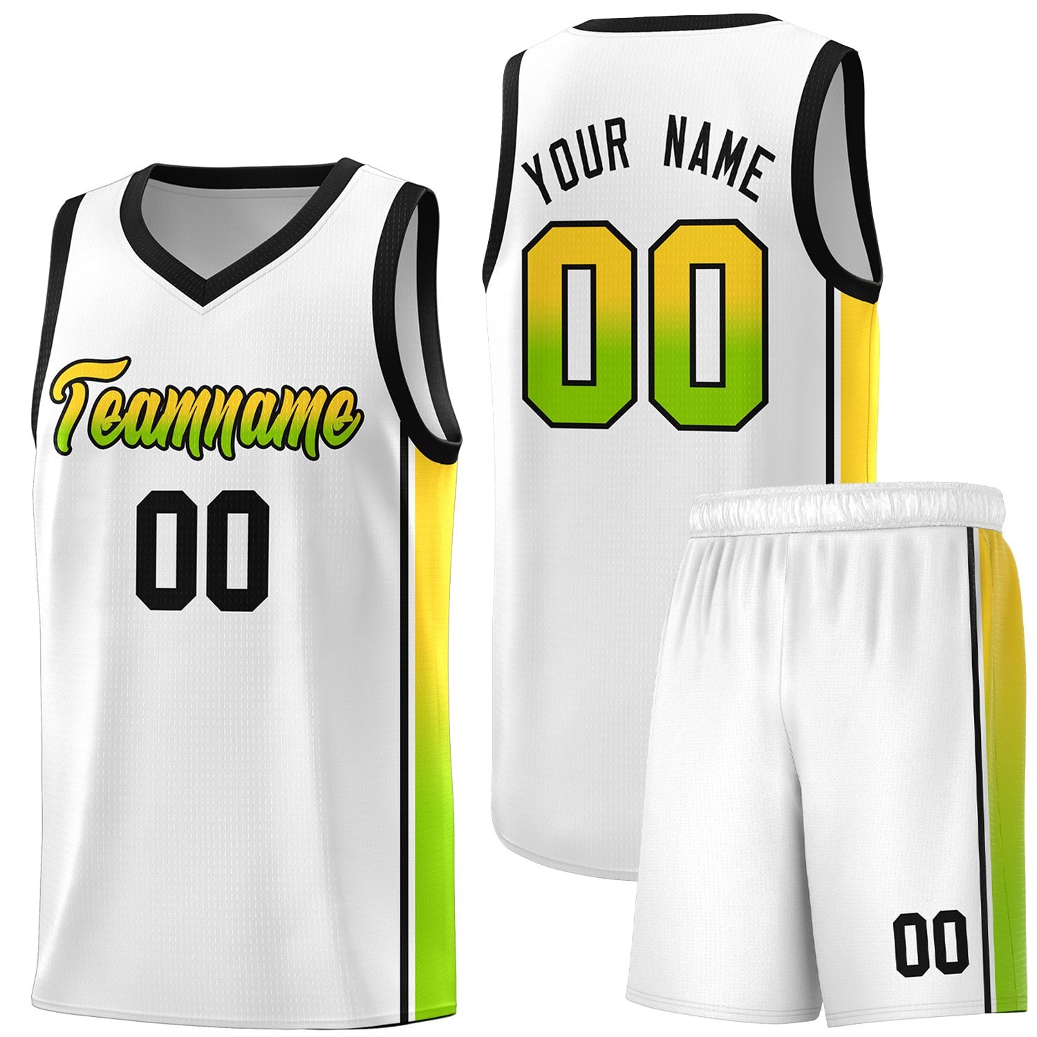 Custom Neon Green Navy-White Side Two-Tone Classic Sports Uniform Basketball Jersey |KXKSHOP
