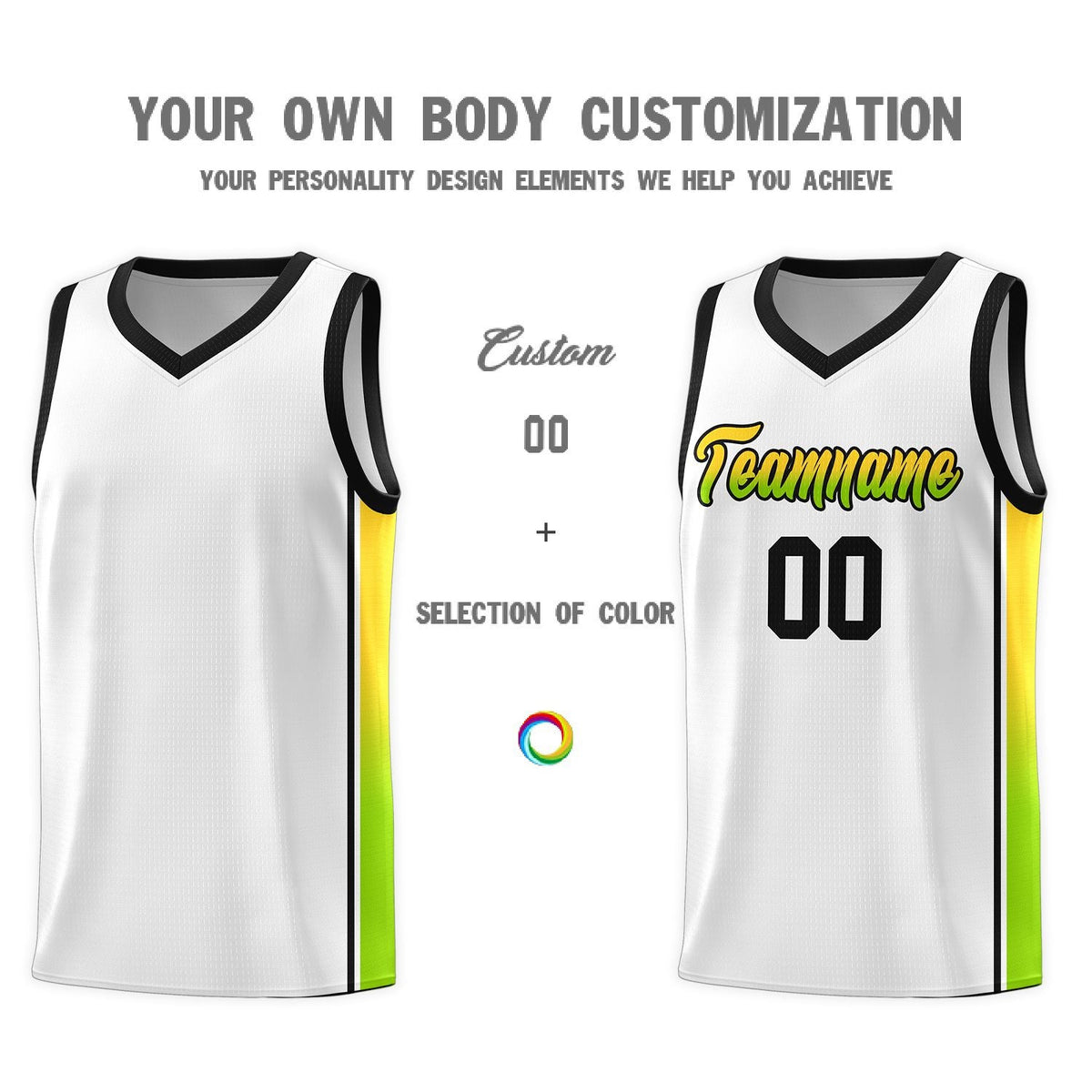 Custom Neon Green Navy-White Side Two-Tone Classic Sports Uniform Basketball Jersey |KXKSHOP