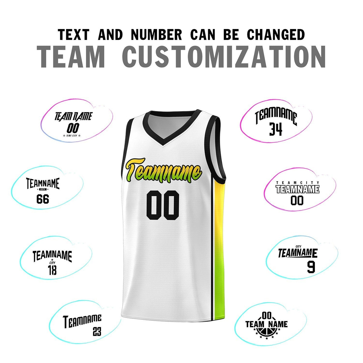 Custom Neon Green Navy-White Side Two-Tone Classic Sports Uniform Basketball Jersey |KXKSHOP