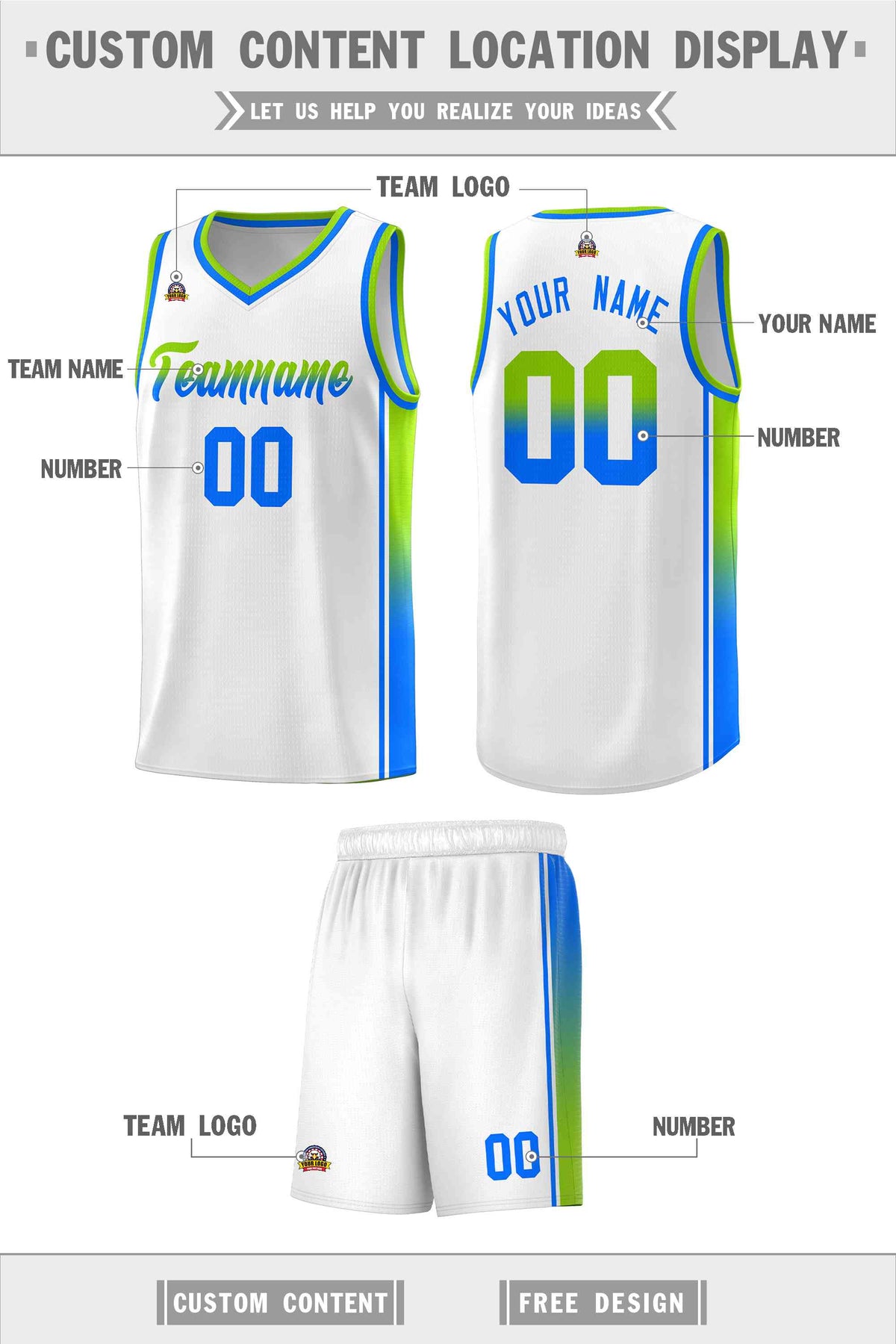 Custom Neon Green Navy-White Side Two-Tone Classic Sports Uniform Basketball Jersey |KXKSHOP