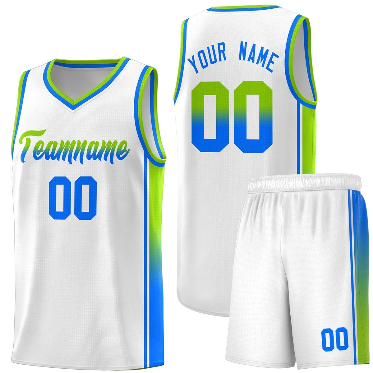 Custom Neon Green Navy-White Side Two-Tone Classic Sports Uniform Basketball Jersey |KXKSHOP