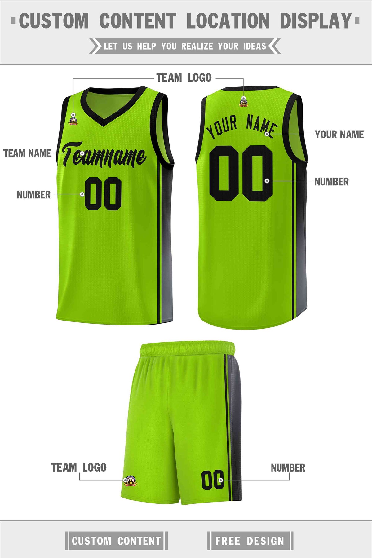 Custom Neon Green Navy-White Side Two-Tone Classic Sports Uniform Basketball Jersey |KXKSHOP