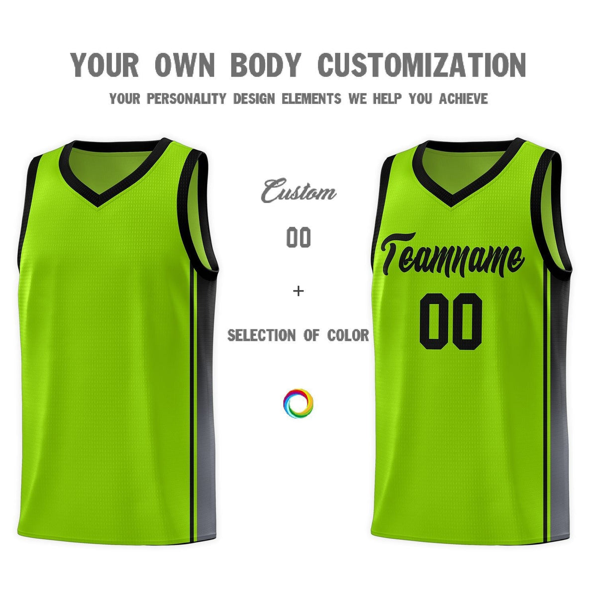Custom Neon Green Navy-White Side Two-Tone Classic Sports Uniform Basketball Jersey |KXKSHOP