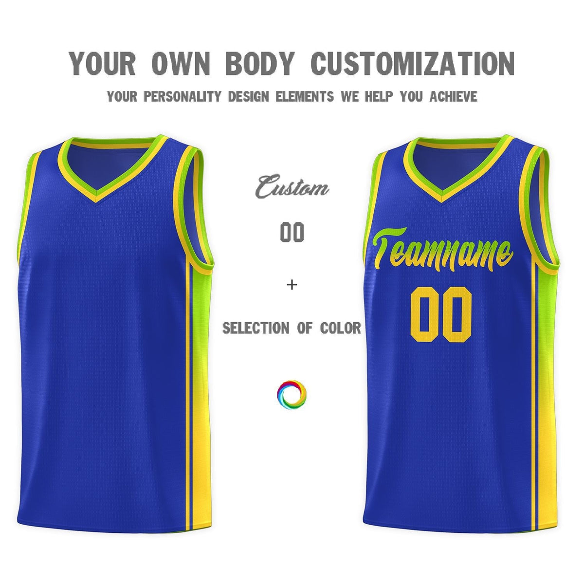 Custom Neon Green Navy-White Side Two-Tone Classic Sports Uniform Basketball Jersey |KXKSHOP