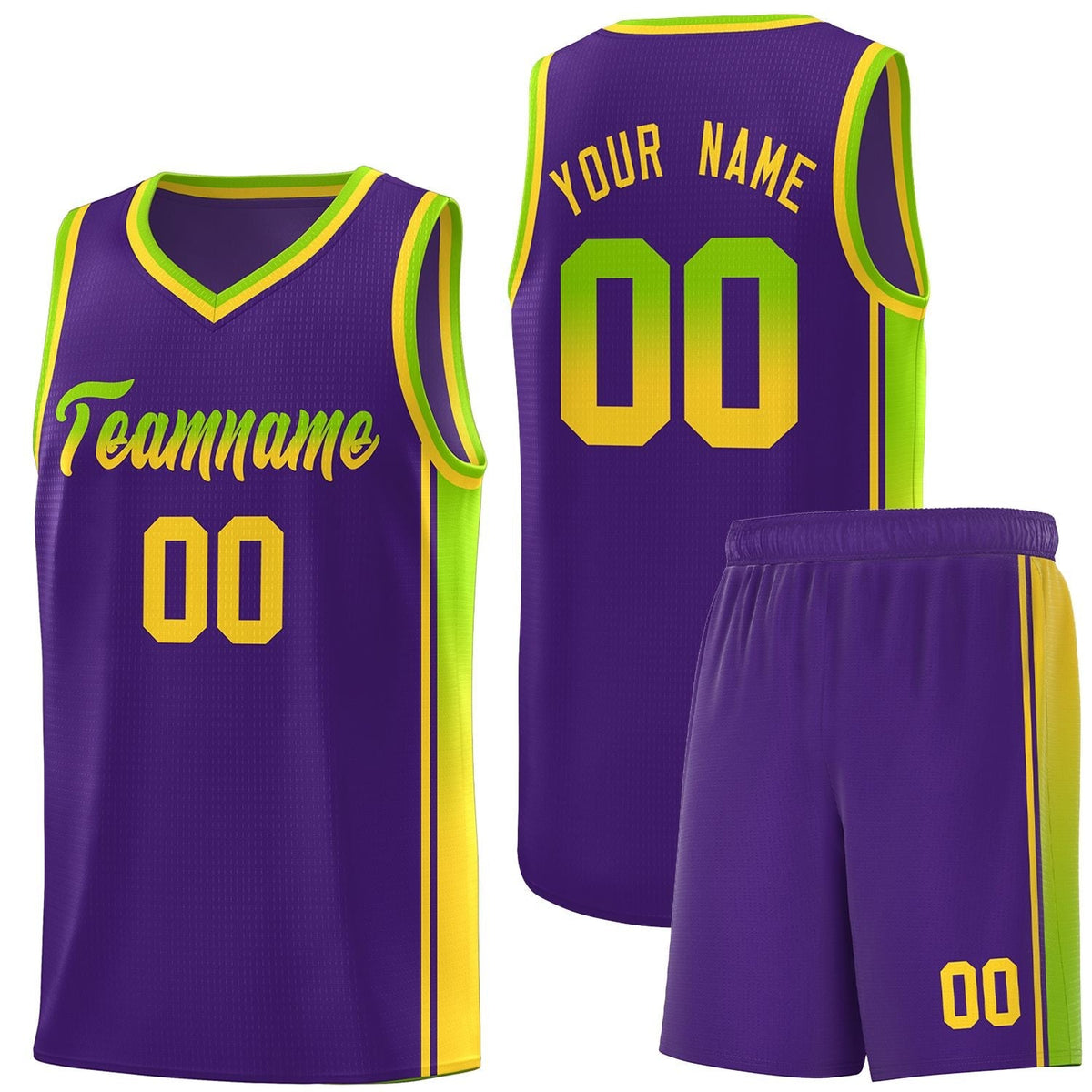 Custom Neon Green Navy-White Side Two-Tone Classic Sports Uniform Basketball Jersey |KXKSHOP