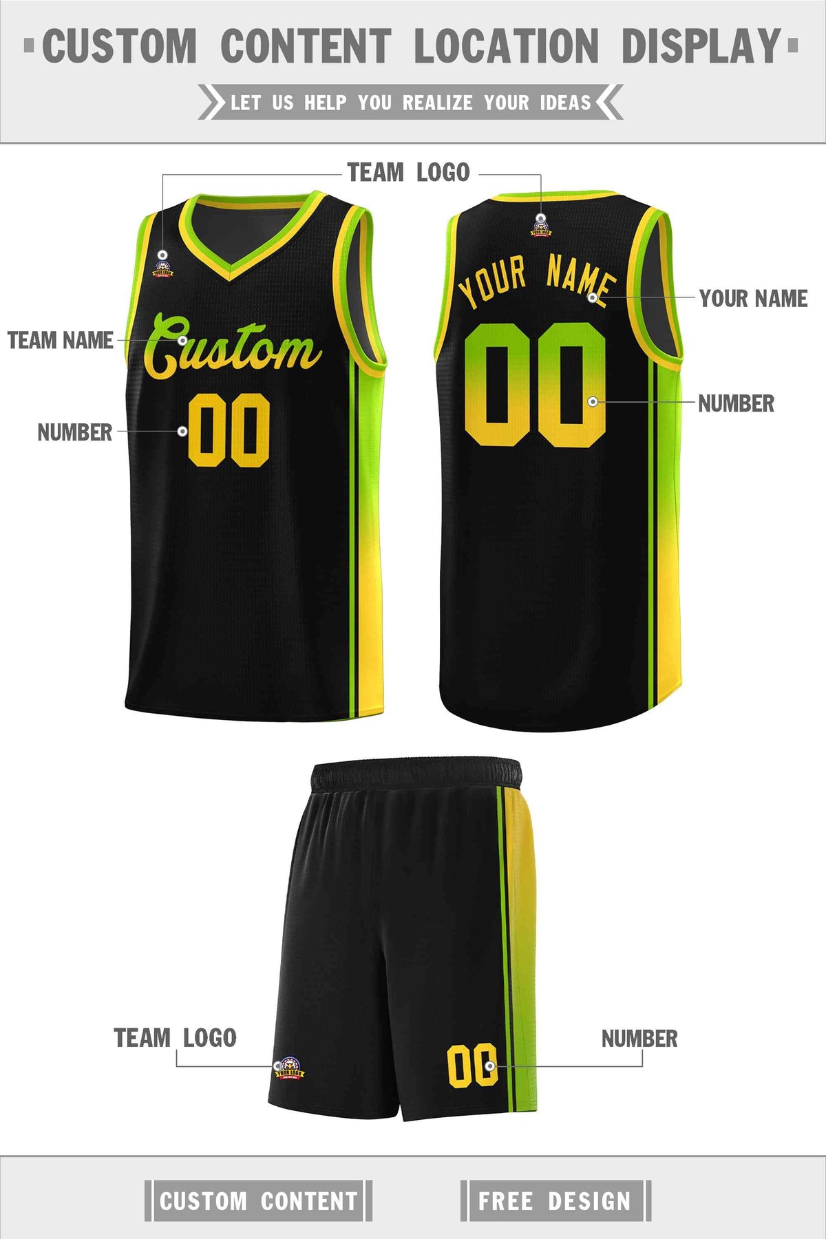 Custom Neon Green Navy-White Side Two-Tone Classic Sports Uniform Basketball Jersey |KXKSHOP