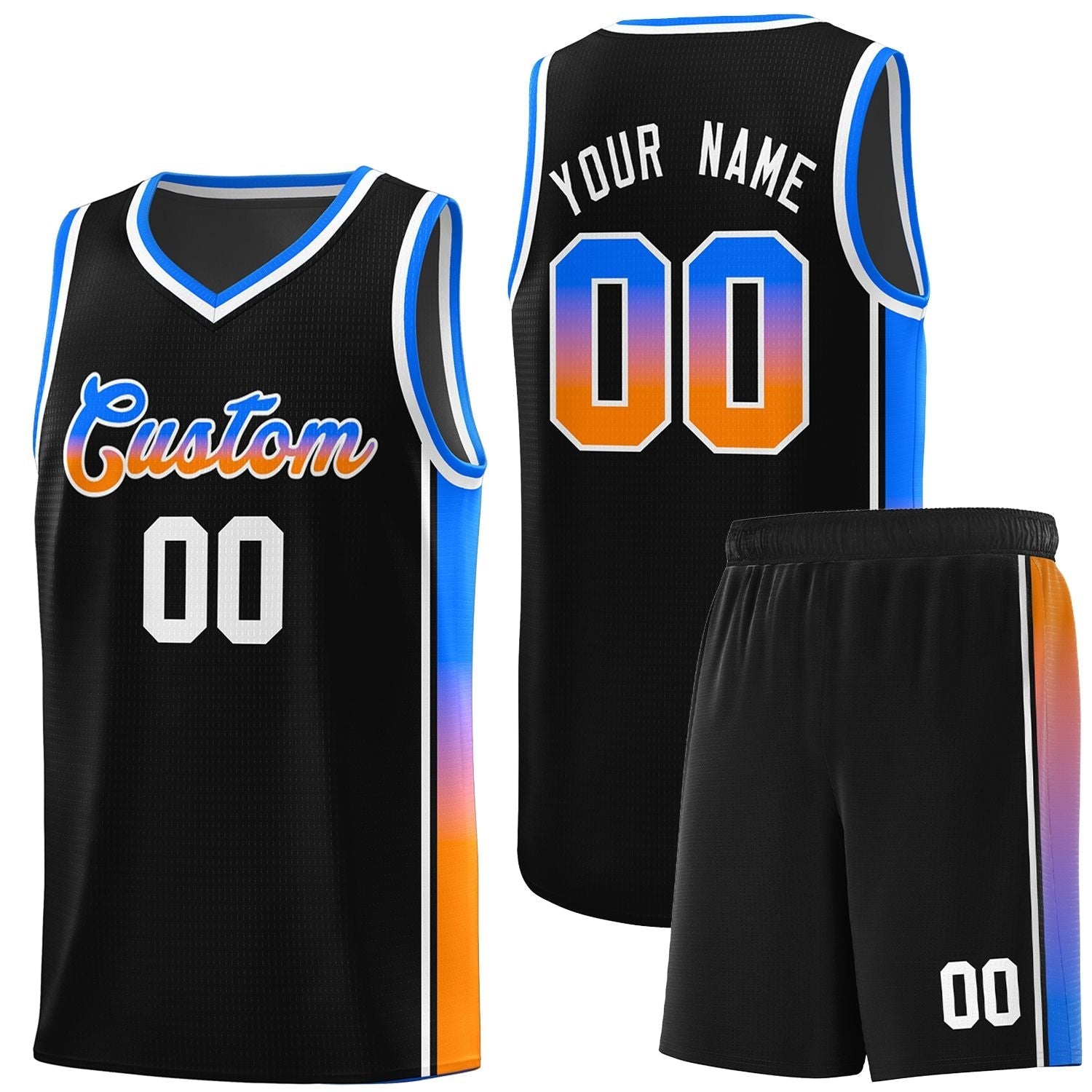 Custom Black Orange-Royal Gradient Fashion Sports Uniform Basketball Jersey |KXKSHOP