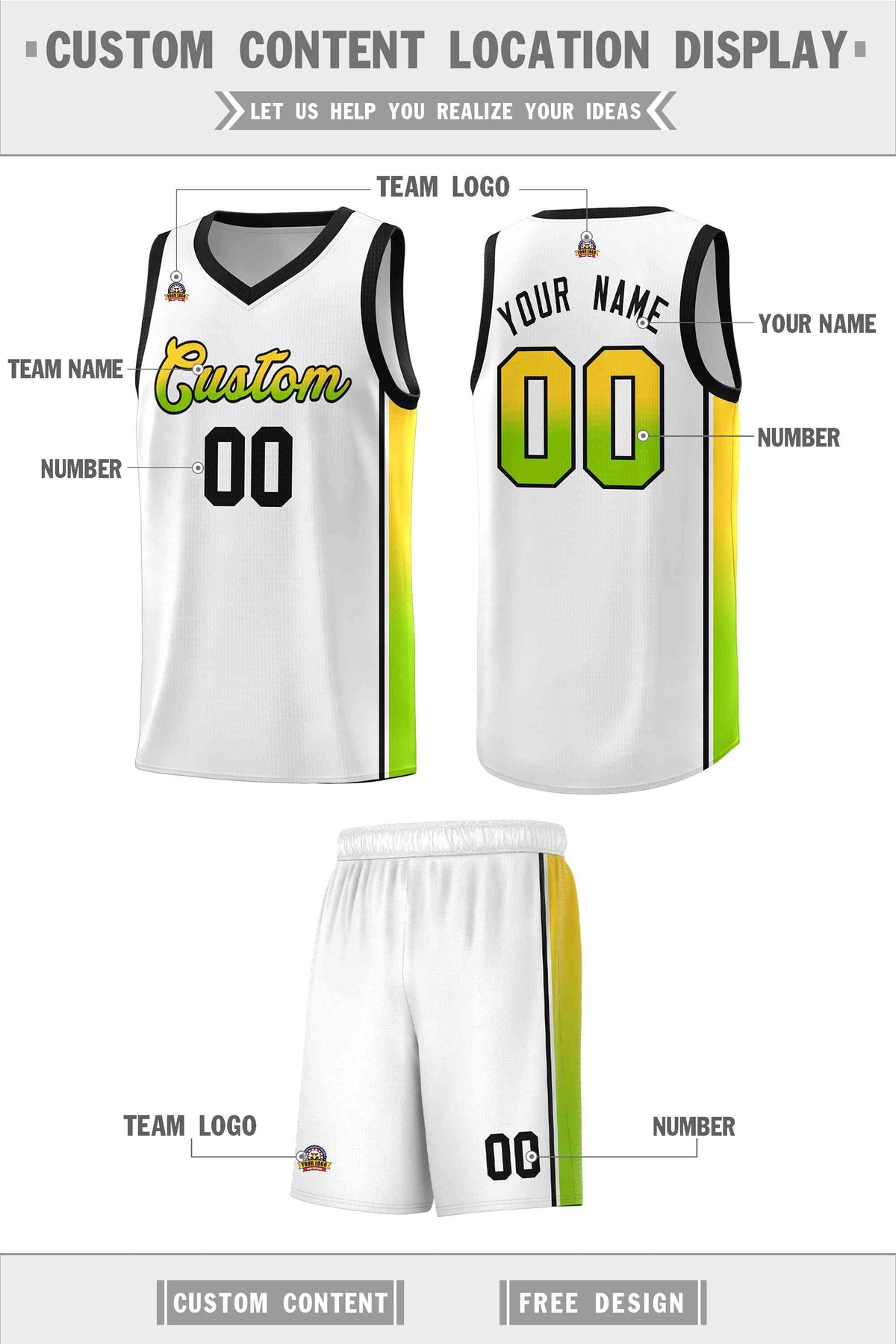 Custom Neon Green Navy-White Side Two-Tone Classic Sports Uniform Basketball Jersey |KXKSHOP