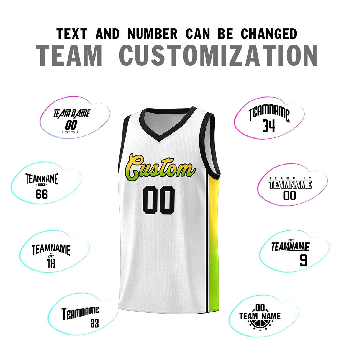 Custom Neon Green Navy-White Side Two-Tone Classic Sports Uniform Basketball Jersey |KXKSHOP