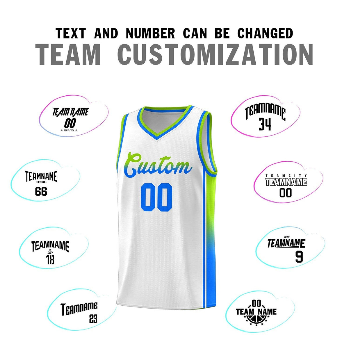Custom Neon Green Navy-White Side Two-Tone Classic Sports Uniform Basketball Jersey |KXKSHOP