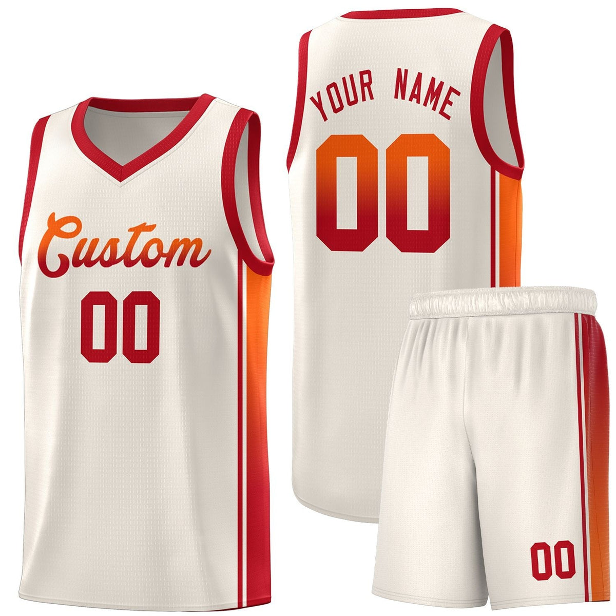 Custom Khaki Orange-Red Gradient Fashion Sports Uniform Basketball Jersey |KXKSHOP