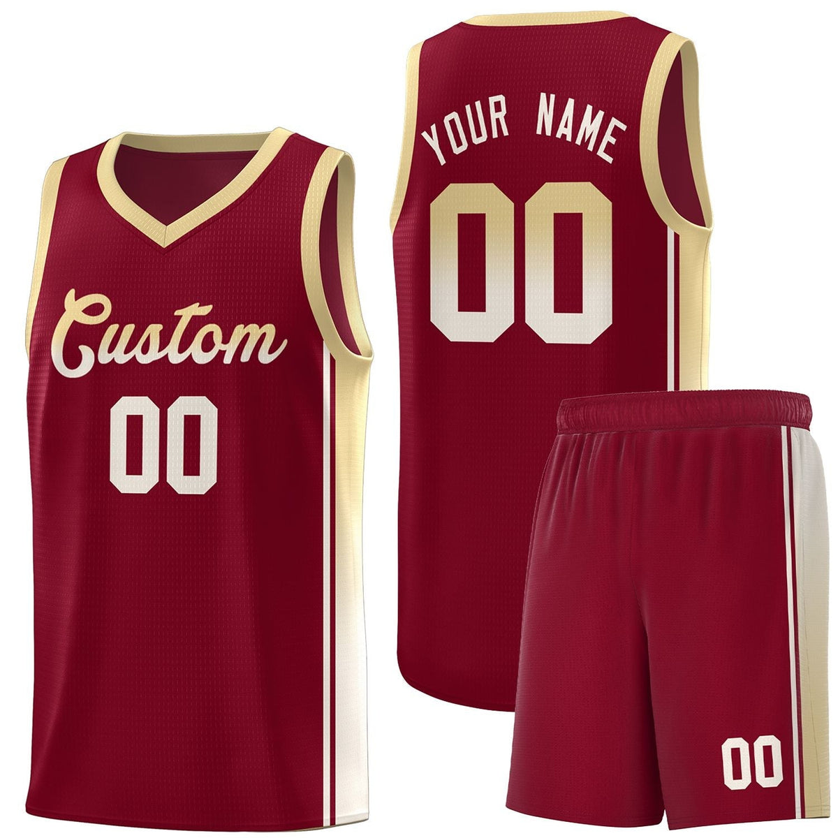 Custom Crimson Khaki Gradient Fashion Sports Uniform Basketball Jersey |KXKSHOP