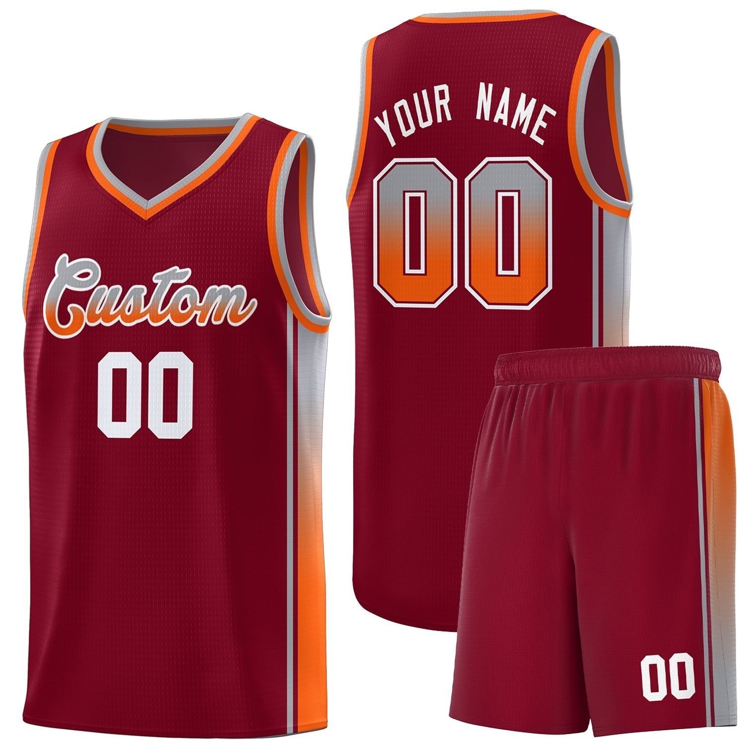 Custom Crimson Gray-Orange Gradient Fashion Sports Uniform Basketball Jersey |KXKSHOP
