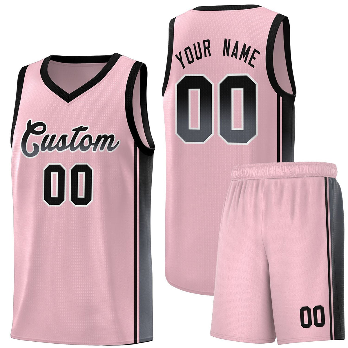 Custom Pink Black-Dark Gray Gradient Fashion Sports Uniform Basketball Jersey |KXKSHOP