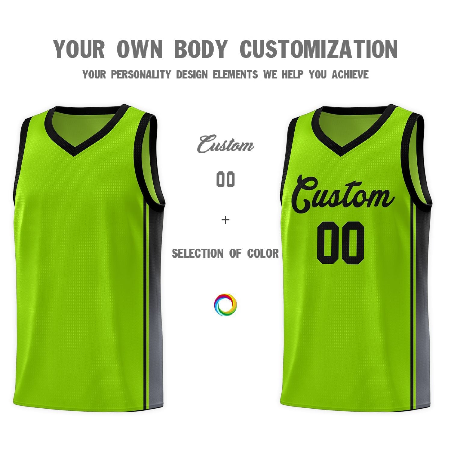 Custom Neon Green Navy-White Side Two-Tone Classic Sports Uniform Basketball Jersey |KXKSHOP