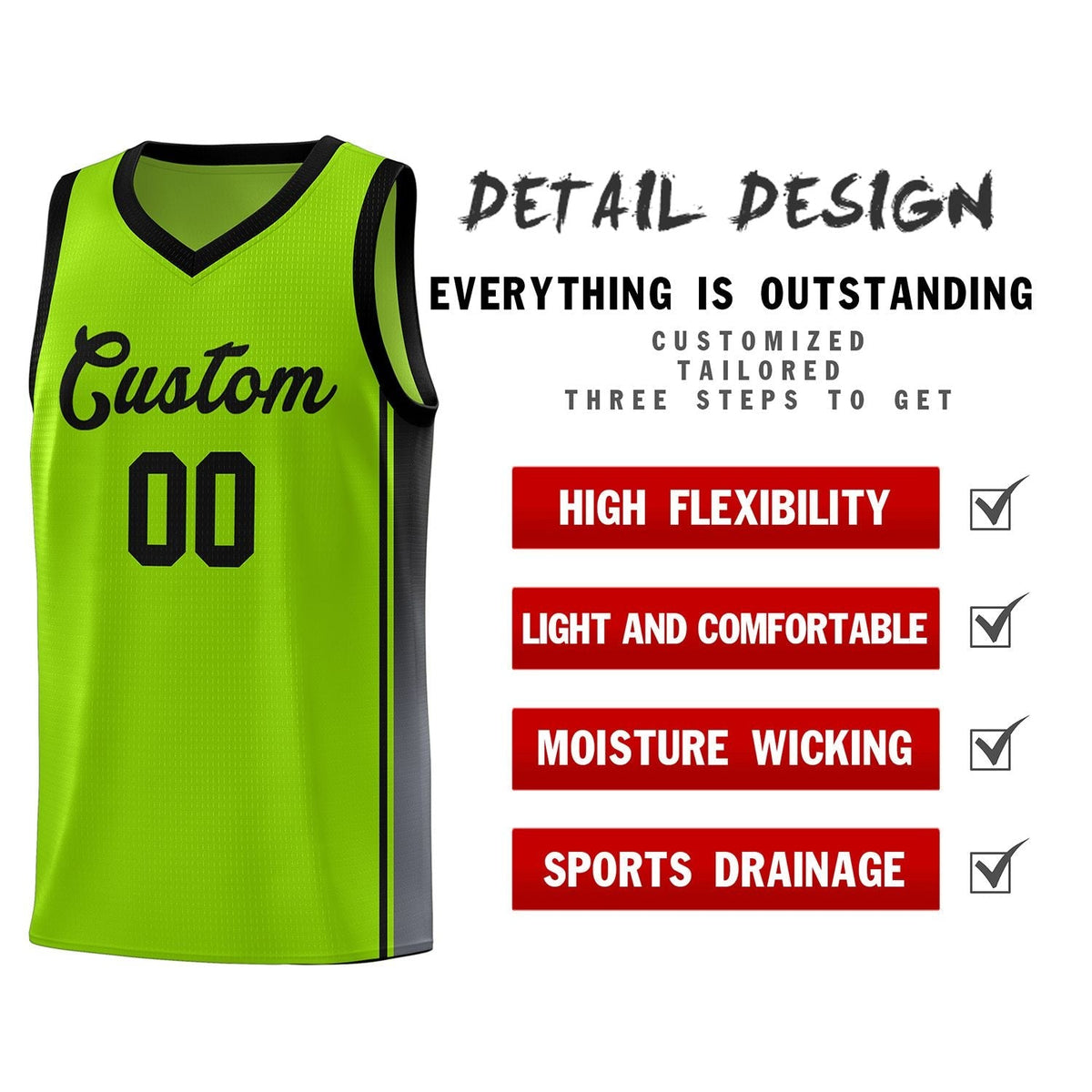 Custom Neon Green Navy-White Side Two-Tone Classic Sports Uniform Basketball Jersey |KXKSHOP