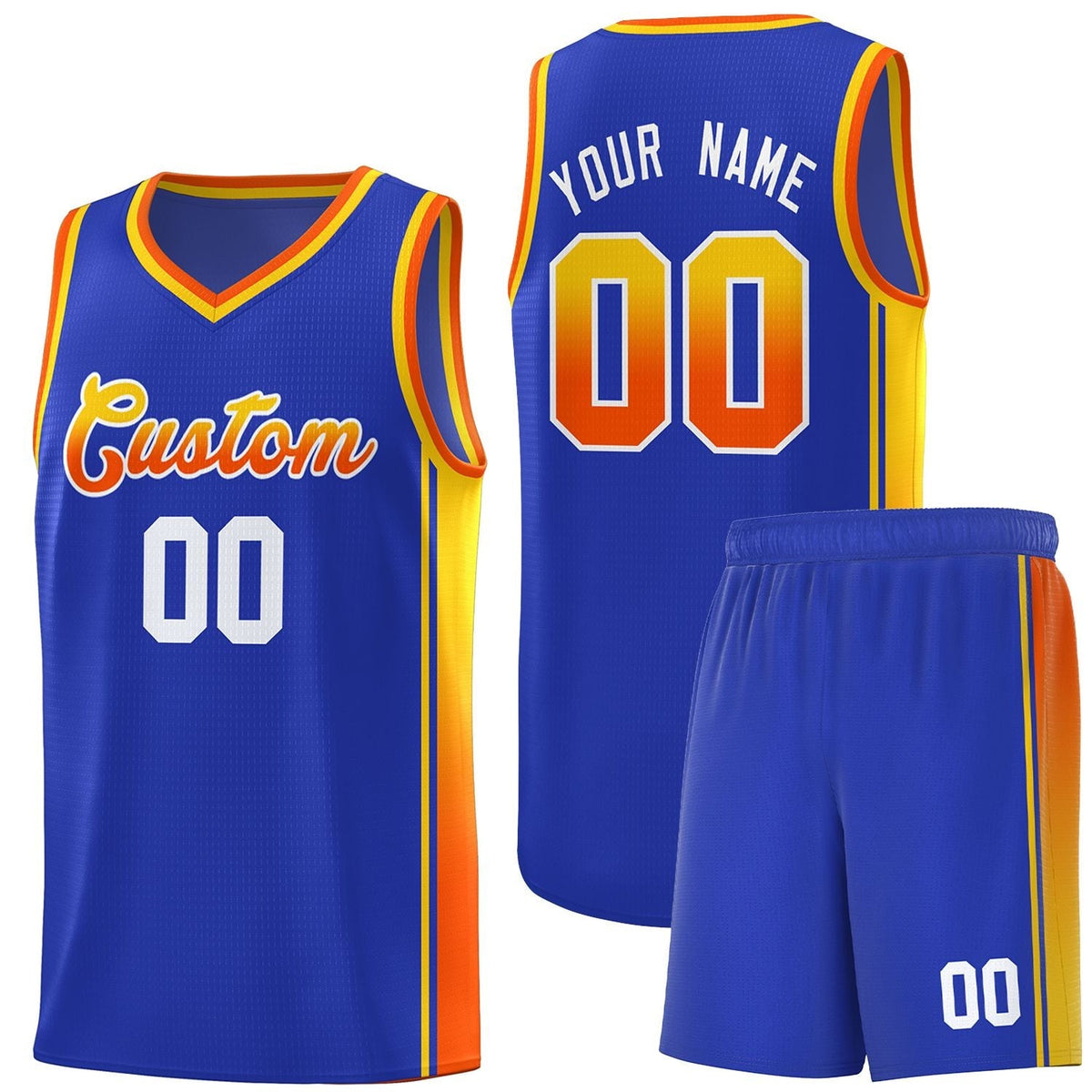 Custom Royal Gold-Orange Gradient Fashion Sports Uniform Basketball Jersey |KXKSHOP