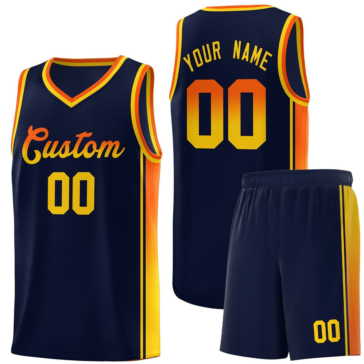 Custom Navy Orange-Gold Gradient Fashion Sports Uniform Basketball Jersey |KXKSHOP