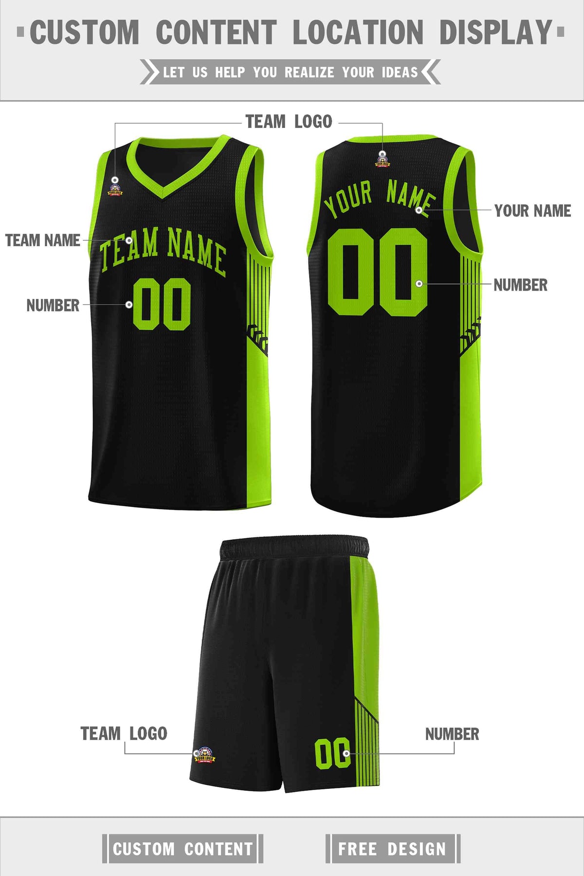 Custom Neon Green Navy-White Side Two-Tone Classic Sports Uniform Basketball Jersey |KXKSHOP