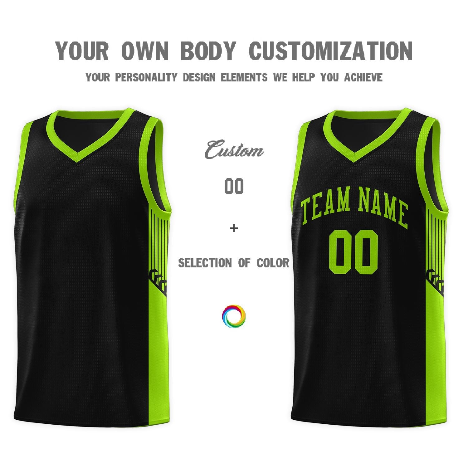 Custom Neon Green Navy-White Side Two-Tone Classic Sports Uniform Basketball Jersey |KXKSHOP