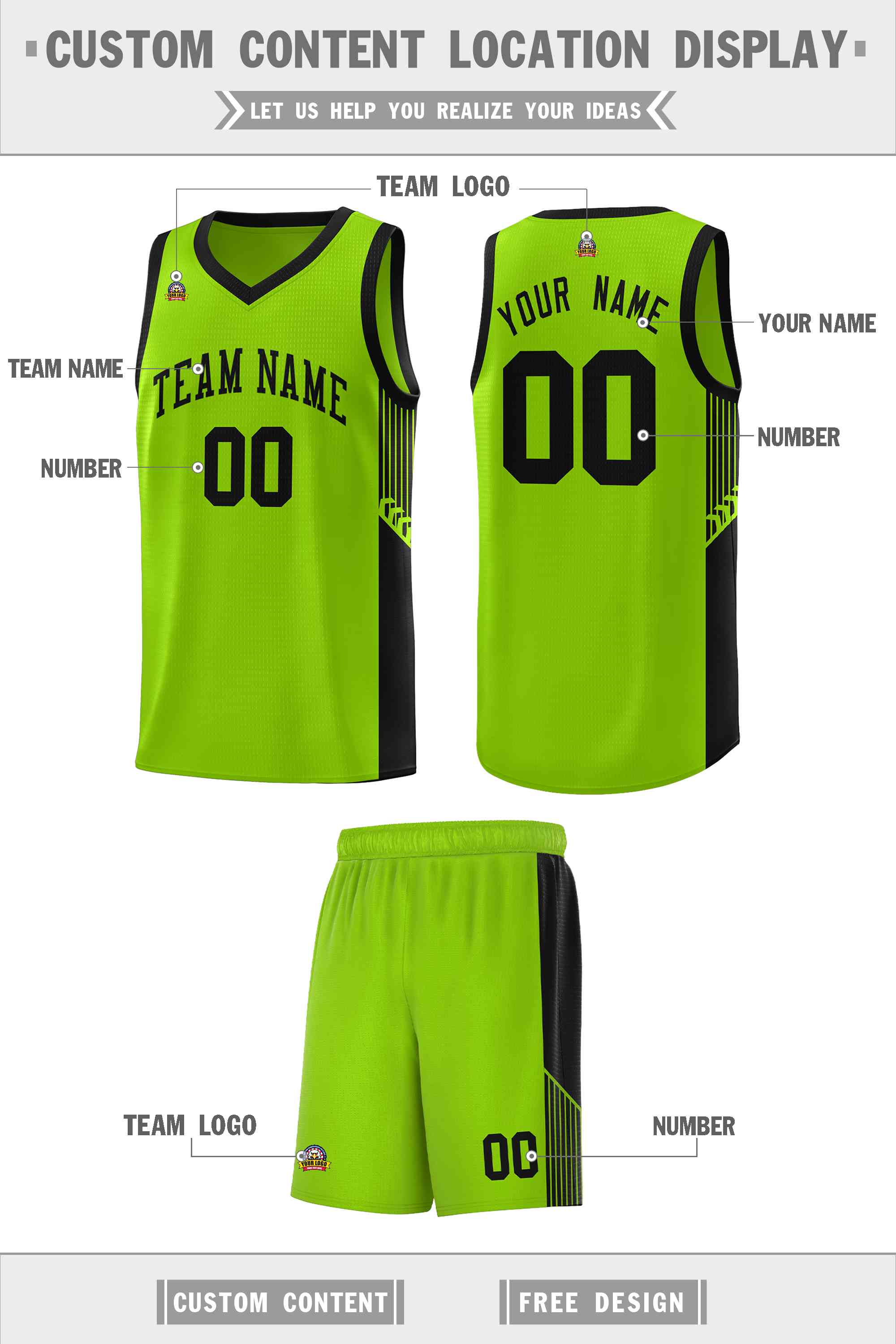 Custom Neon Green Navy-White Side Two-Tone Classic Sports Uniform Basketball Jersey |KXKSHOP