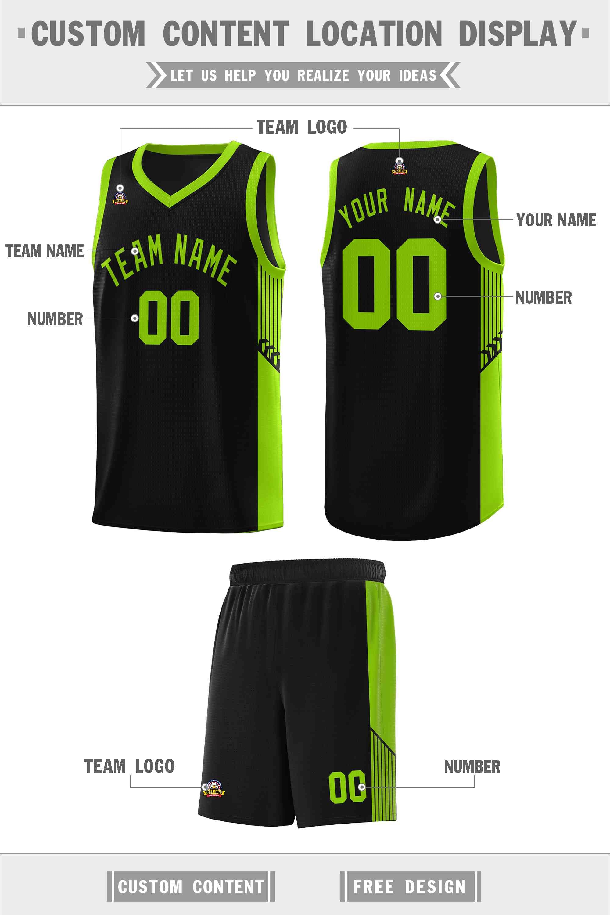 Custom Neon Green Navy-White Side Two-Tone Classic Sports Uniform Basketball Jersey |KXKSHOP